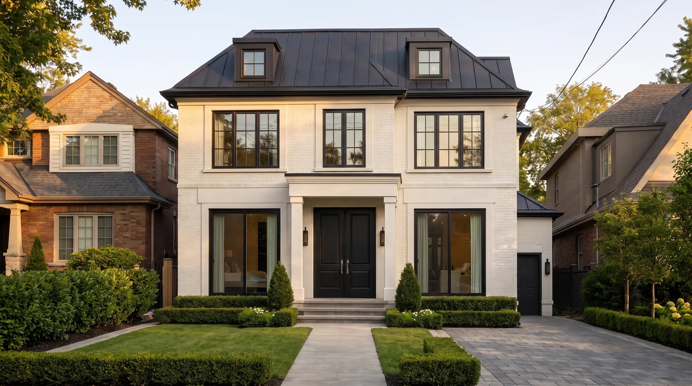Rénovation complète des châssis et de la porte d'entrée d'une villa, après rénovation