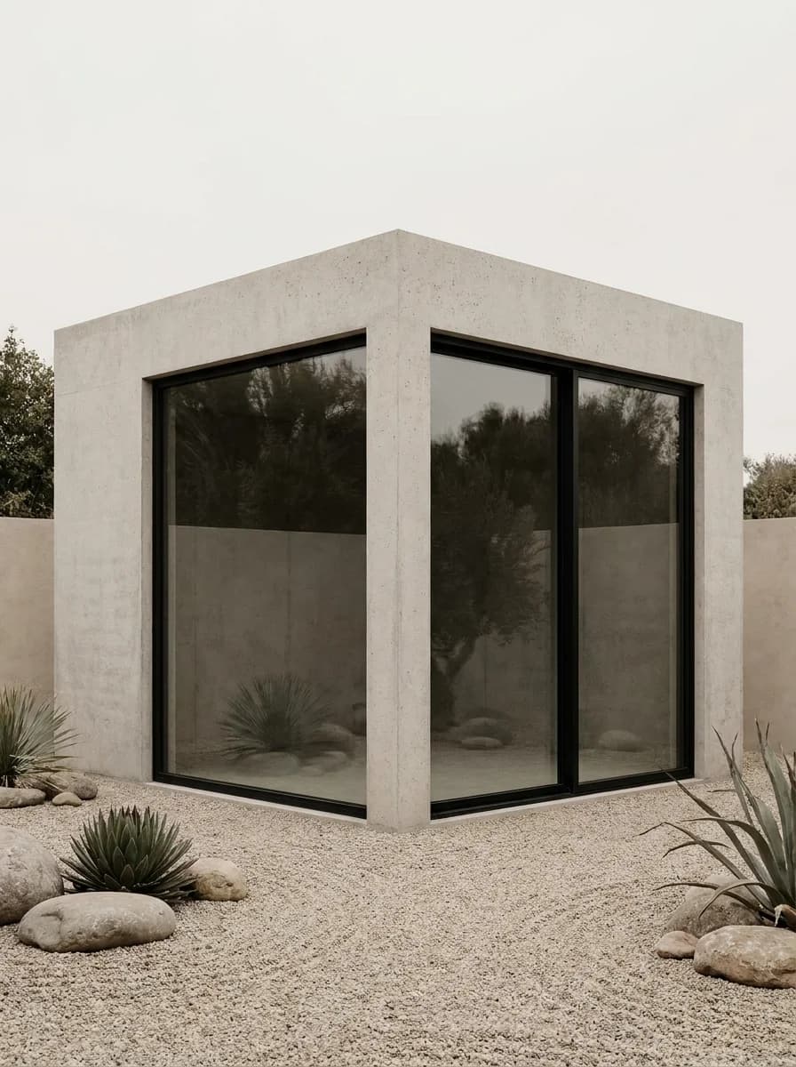 Pavillon d'exposition avec châssis aluminium noirs à profilés fins