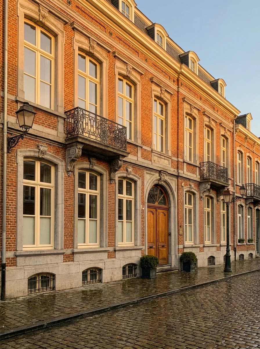 Maison de maître à Nivelles, châssis bois à guillotine restaurés à l'identique